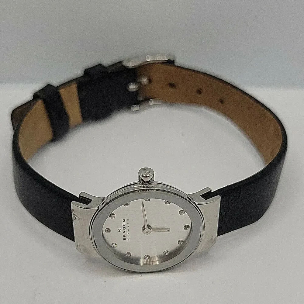 Skagen Steel 358XSSLBC Womens Black Leather Analog Dial Quartz Wrist Watch AM751